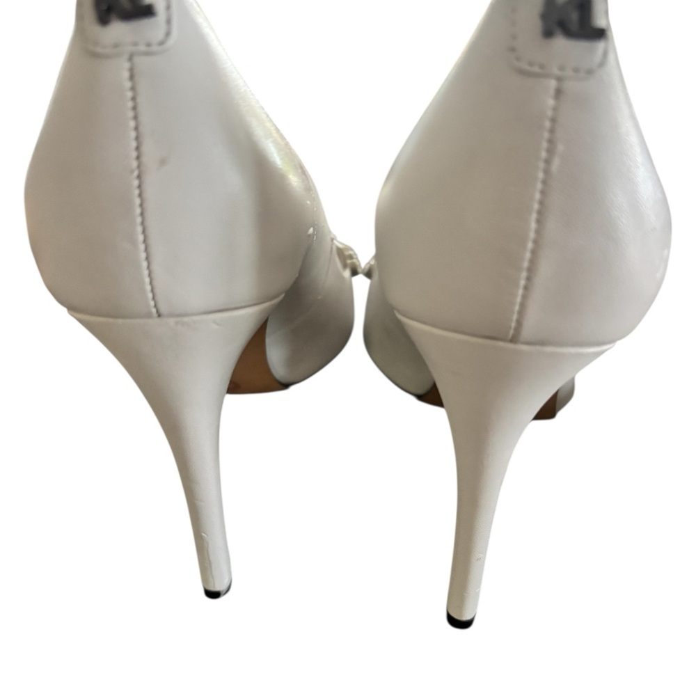 Chic White Karl Lagerfeld Heels with Studded Detail no missing gems- NWT - Picture 4 of 9